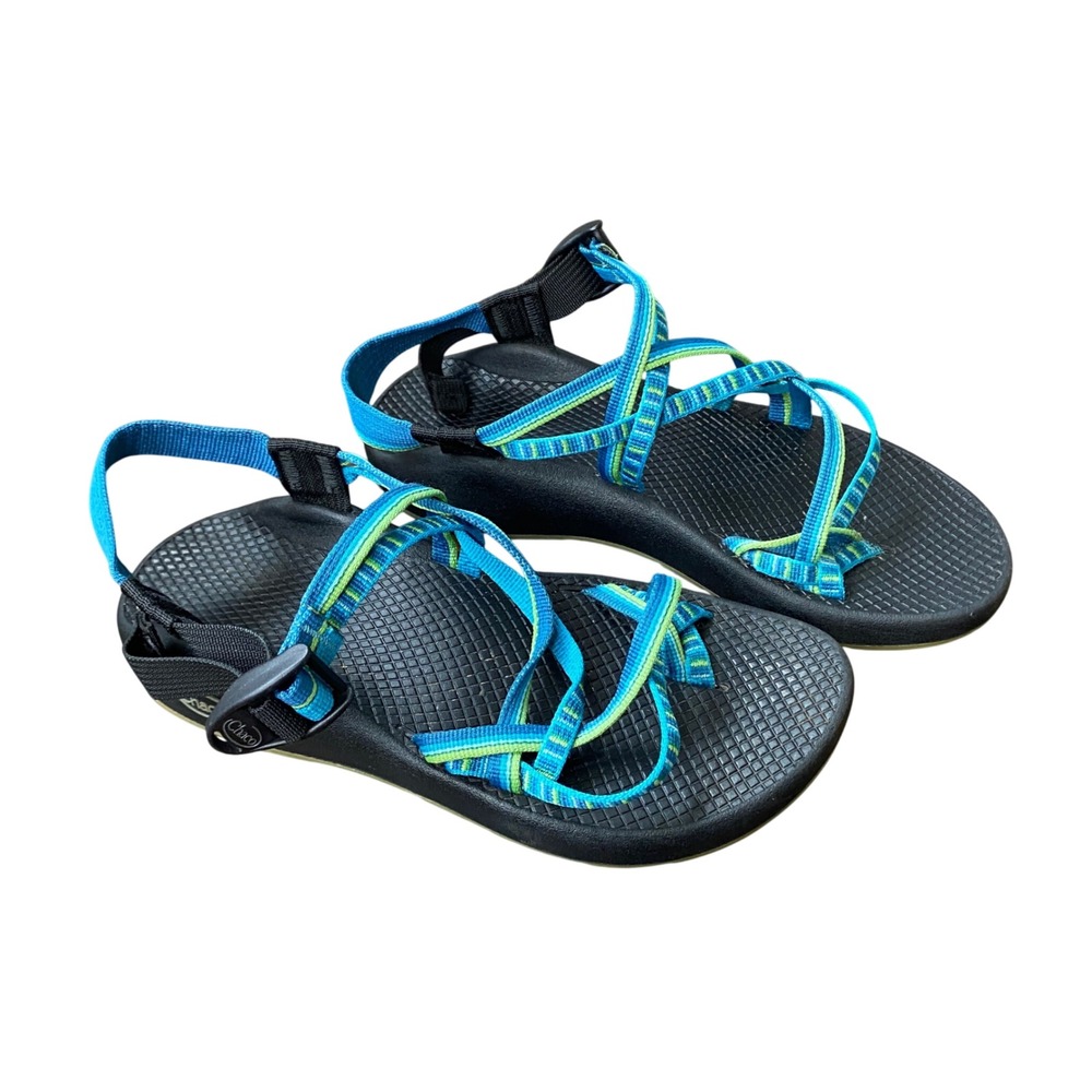 Chaco Z/Cloud 2 Womens 8 Blue Green Strappy Hiking Sandals Toe Loop J106622